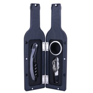 Set cutie în formă de sticlă de vin cu accesorii